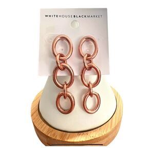 White House Black Market rose gold mini hoop dangle earrings. NWT